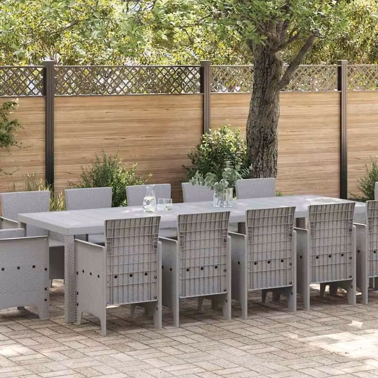 Maison Exclusive - Set da giardino per esterni, 13 pezzi, rattan sintetico color grigio chiaro