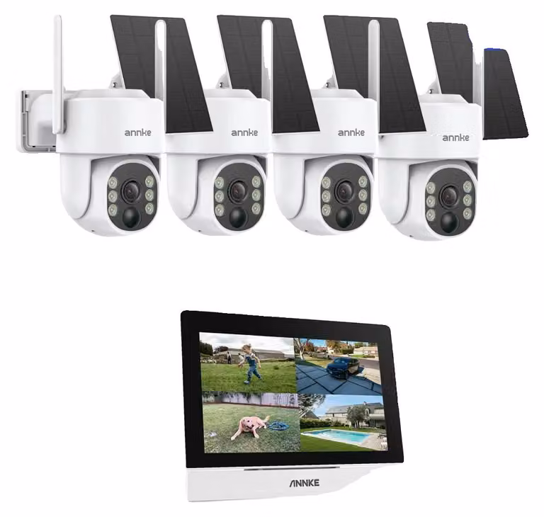 Sistema di telecamere di sicurezza wireless, risoluzione 4MP, audio bidirezionale, 4 telecamere, senza alimentatore
