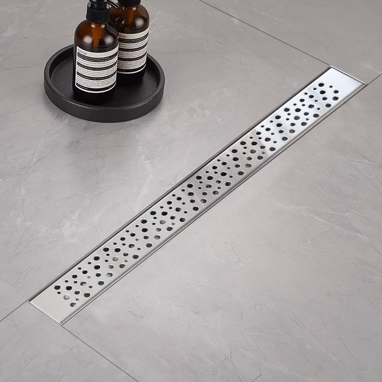 Scarico per doccia in acciaio inossidabile, rettangolare, da 60 cm, con sifone e filtro