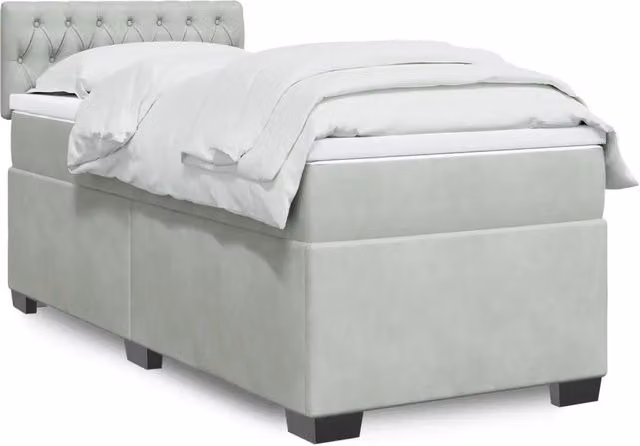Giroletto a Molle con Materasso-Struttura Letto Grigio Chiaro 80x200 cm Velluto 700305