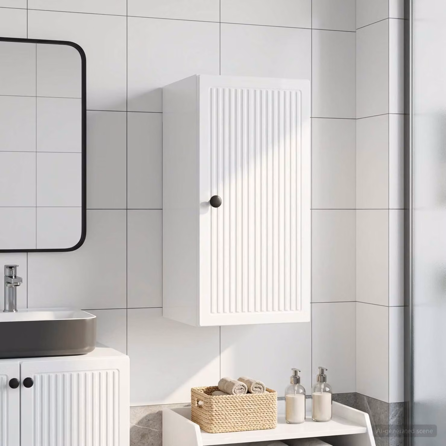 Armadio da bagno a muro vidaXL EDE Bianco Lucido L: 30 cm, P: 31 cm, H: 59 cm