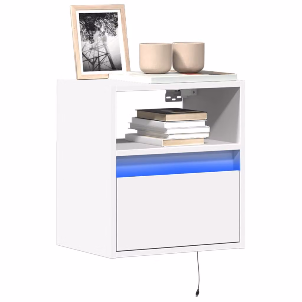 Mobile TV a parete con luci LED vidaXL Bianco L: 41 cm, P: 31 cm, H: 45 cm
