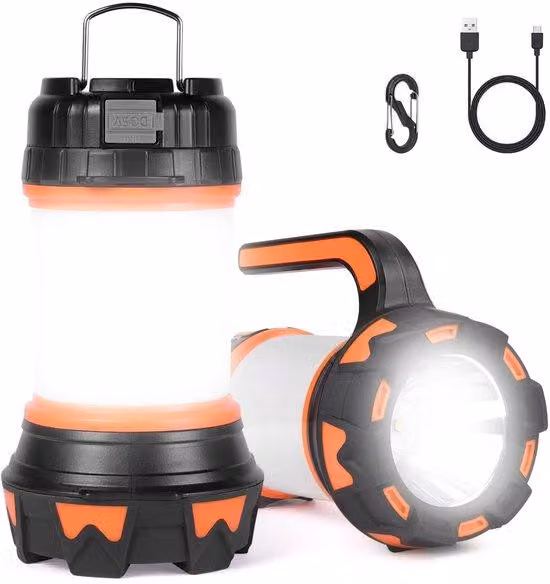 Lampada da campeggio a LED da 1000 lumen – 3600 mAh – Powerbank – 4 modalità di illuminazione – Impermeabile IP64 – Illuminazione laterale a 360° – Per il campeggio e le emergenze