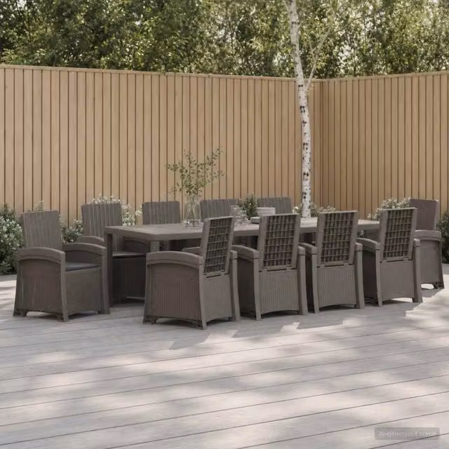 Set da pranzo moderno vidaXL in rattan sintetico per giardino e terrazzo, colore grigio e antracite