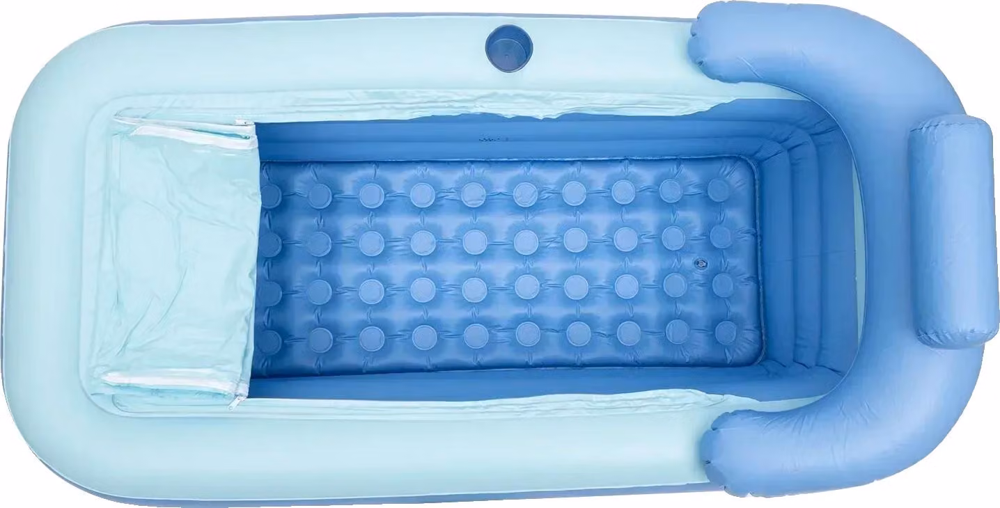 Vasca da bagno gonfiabile, design portatile, comodo schienale, blu