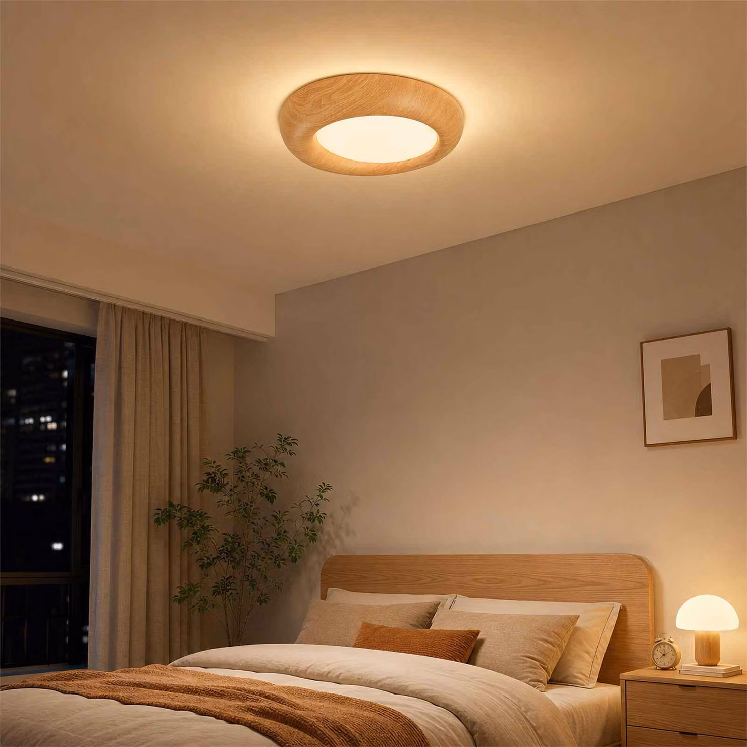 ZELURXX, plafoniera LED da 24W, diametro 38 cm, 3 temperature di colore (3000K/4000K/5000K), aspetto legno, forma rotonda, per interni