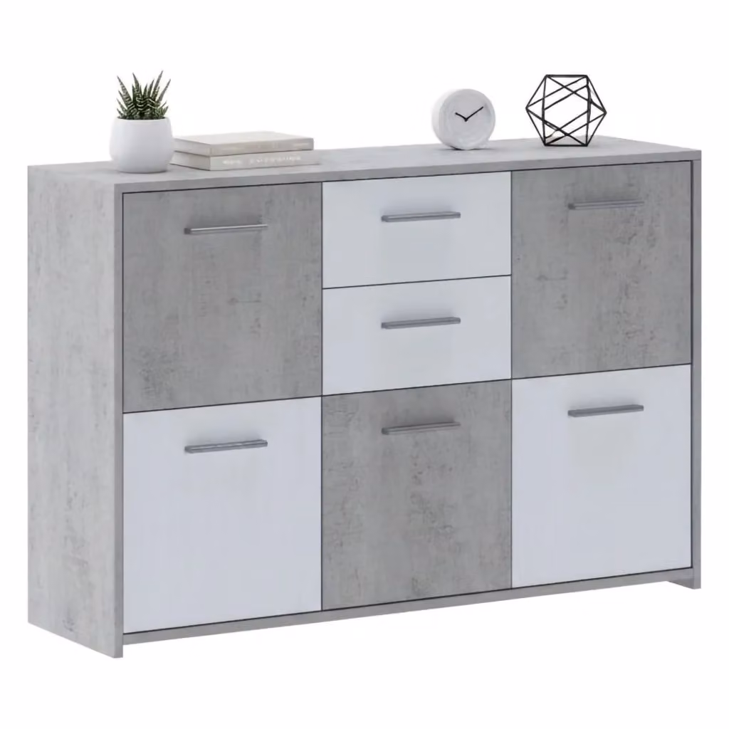 Madia DMORA Pineto con 2 cassetti, colore bianco, L 114 x P 33 x H 78 cm – 2