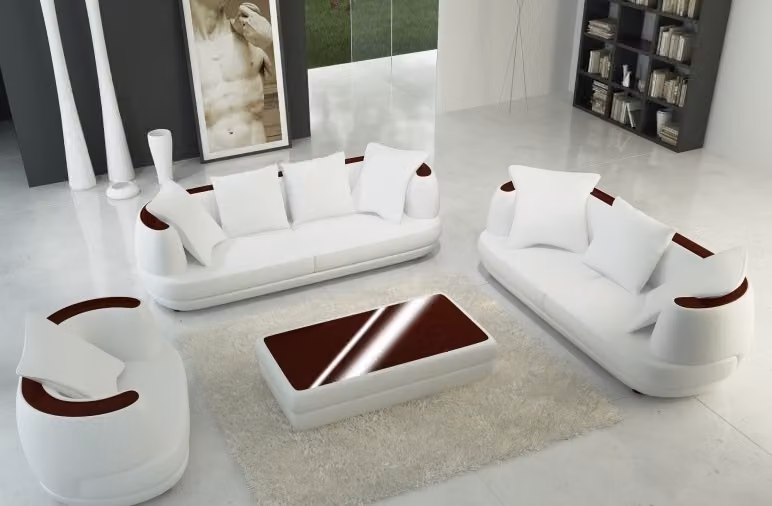 Ledersofa Designer Sofa Couch 3+2+1 Sofagarnitur Couchgarnitur Garnitur mit USB