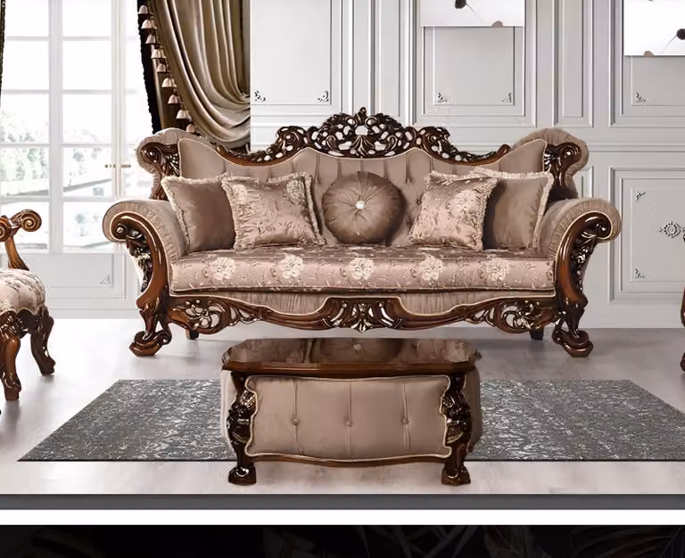 Sofa 3 Sitzer Klassischer Dreisitzer Sofas Stoff Textil Design Barock Rokoko