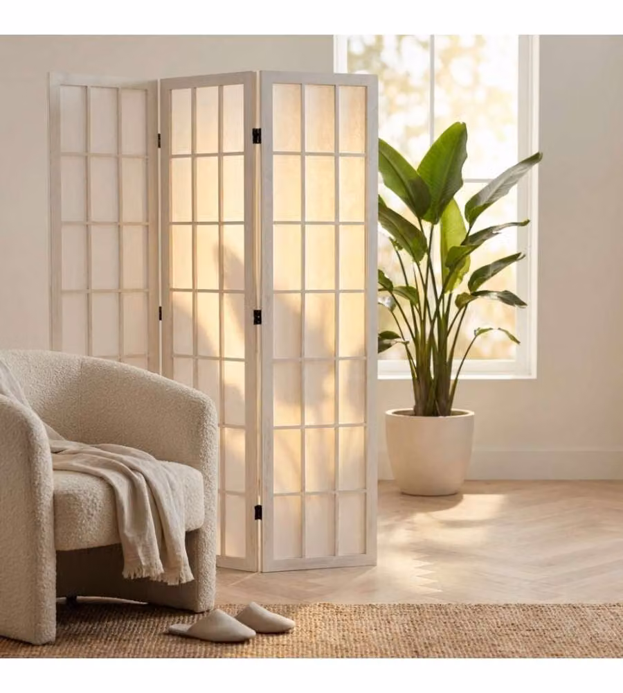 Separè Cosma in legno pieghevole bianco stile country L: 170 cm, P: 40 cm