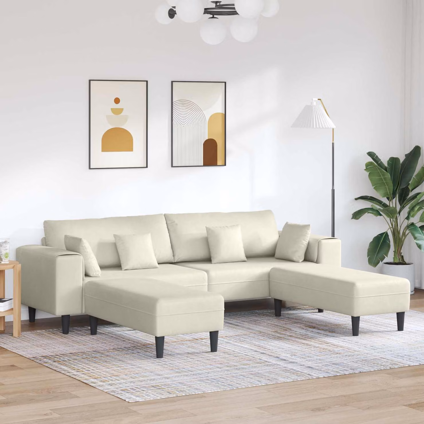 Divano moderno vidaXL in velluto beige con cuscini inclusi per il tuo soggiorno