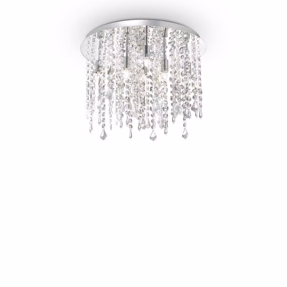 Plafoniera Classica Royal Metallo-Cristallo Cromo 8 Luci G9 3W 3000K Luce Calda