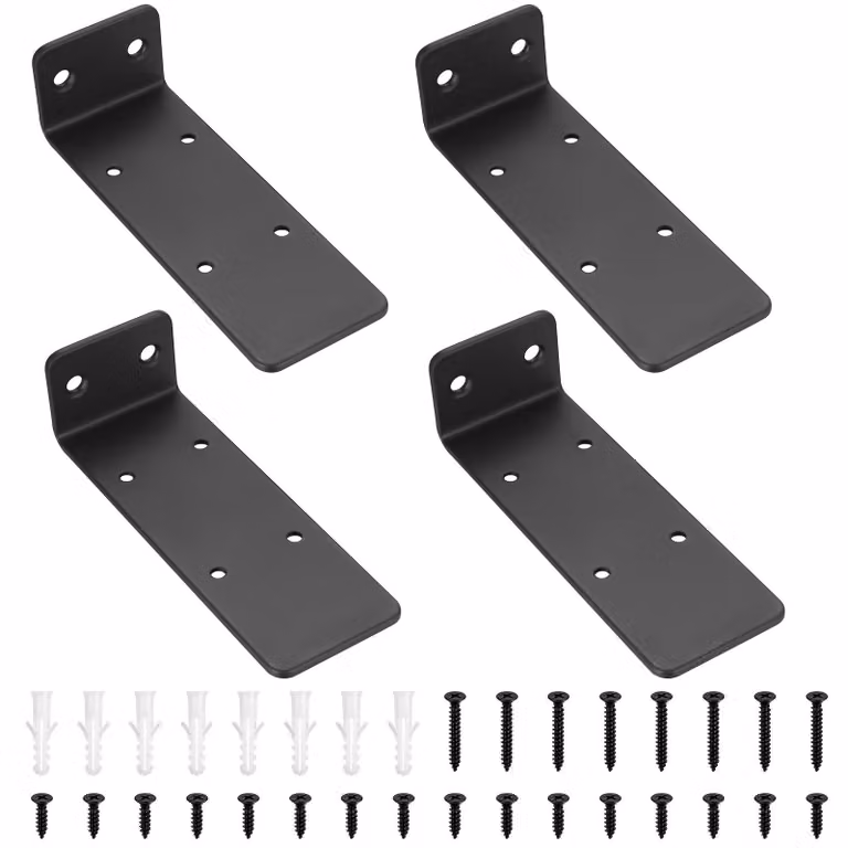 4 supporti per mensole, supporti invisibili per carichi pesanti da 14 cm, colore nero, da montare a parete