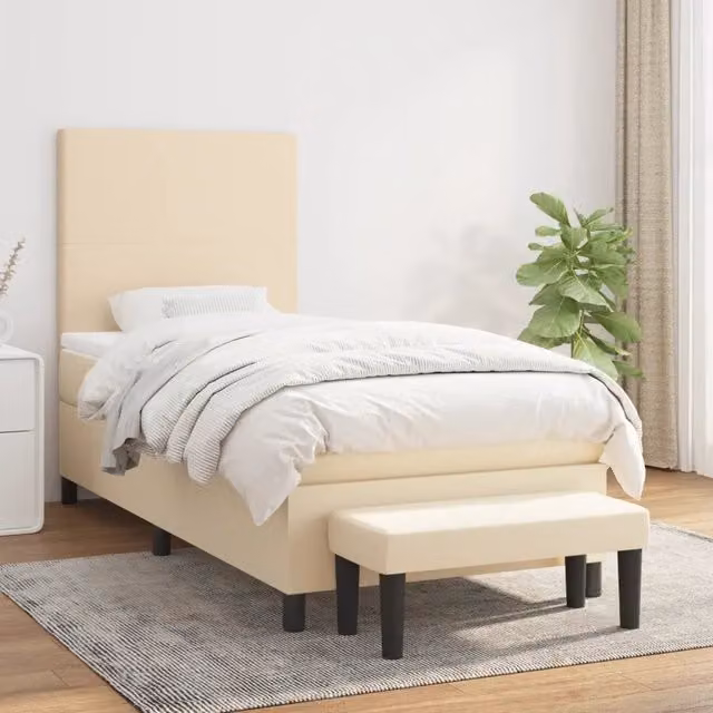 Letto Ibrido con Giroletto a Molle e Materasso vidaXL, Colore Beige e Bianco, L/P/H: 80 x 200 x 25 cm