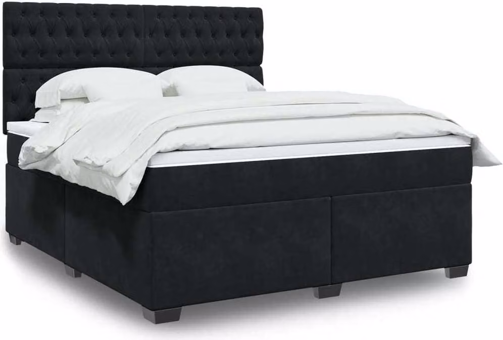 Maison Exclusive - Giroletto a Molle con Materasso Nero 180x200 cm in Velluto