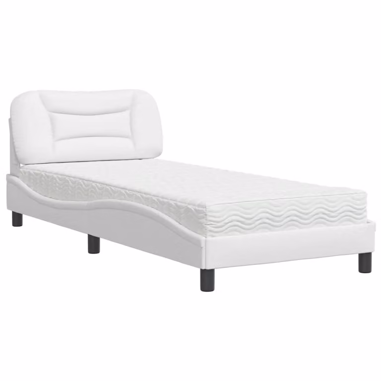 Letto con Materasso Hvar Bianco 90x190 cm in Pelle finta