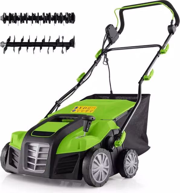 Sarchiatore elettrico Costway con regolazione dell'altezza a 3 posizioni e della profondità a 5 posizioni, Verde e Arancione