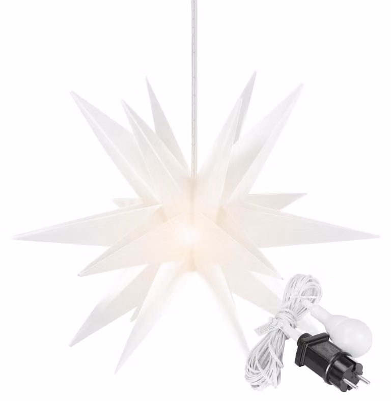 Fanale a LED 3D per esterno, forma a stella, bianco, diametro 100 cm, 18 punte, resistente agli agenti atmosferici, con timer