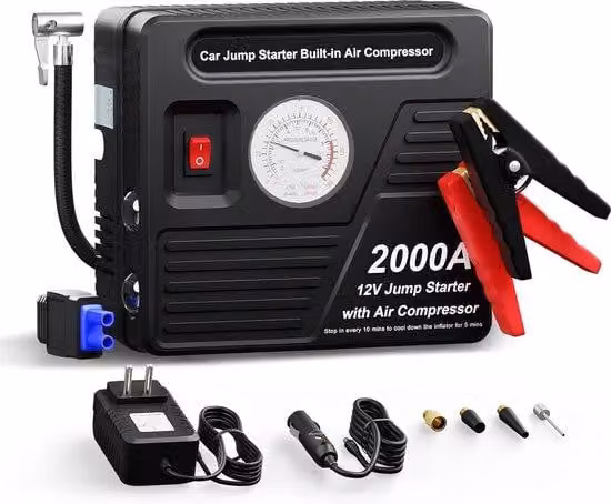 Avviatore per auto - Avviamento di emergenza - Avviamento di emergenza per auto - Avviatore con powerbank - Avviatore con compressore