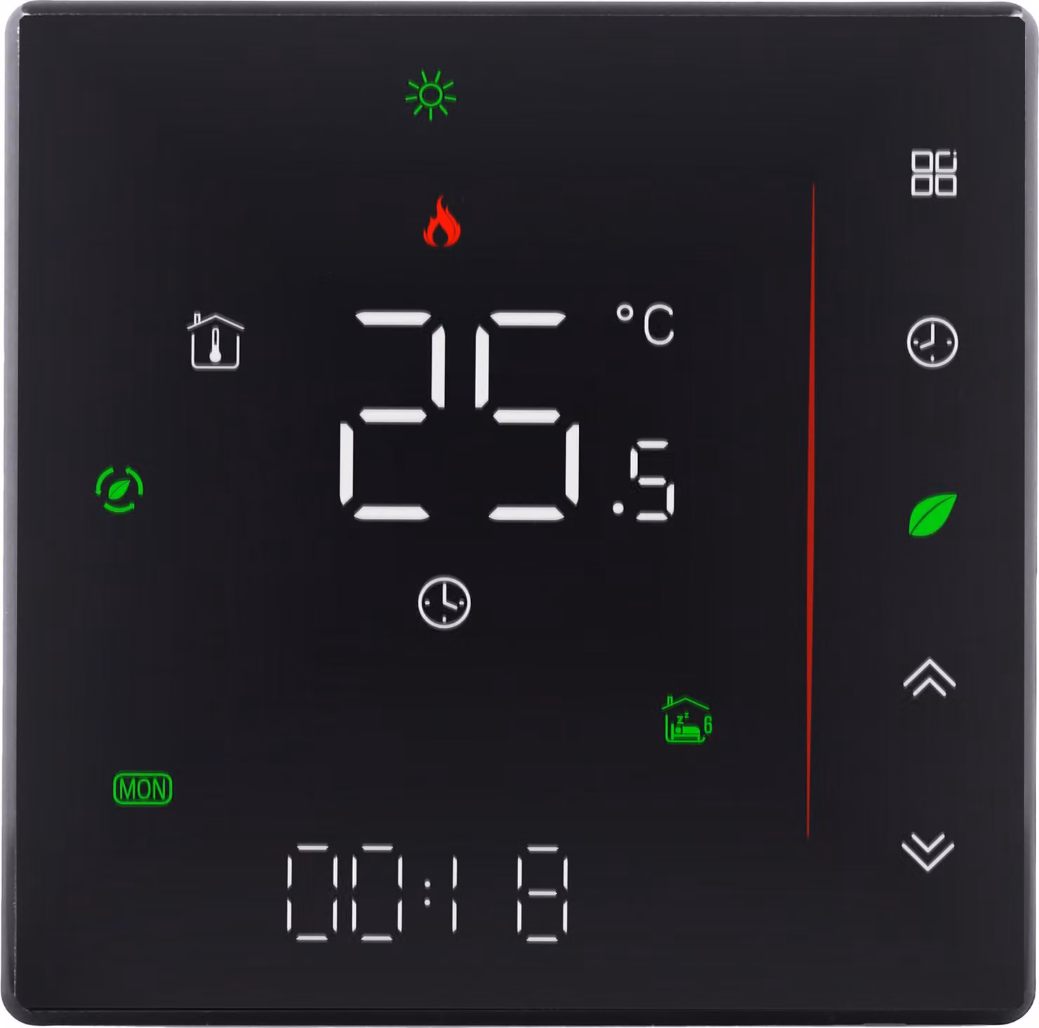 Termostato intelligente WLAN 16A nero, quadrato in vetro