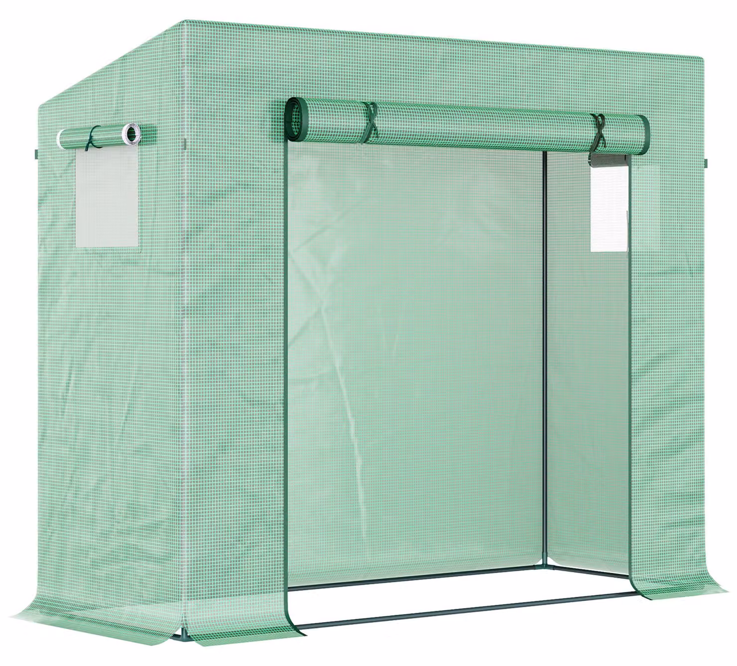 Serra Moonbite, 200 x 76 x 168 cm, verde, serra abitabile con porta a rullo, ideale per coltivare pomodori, dotata di finestre laterali e telo in polietilene a rete, resistente alle intemperie, realizzata in acciaio, colore verde
