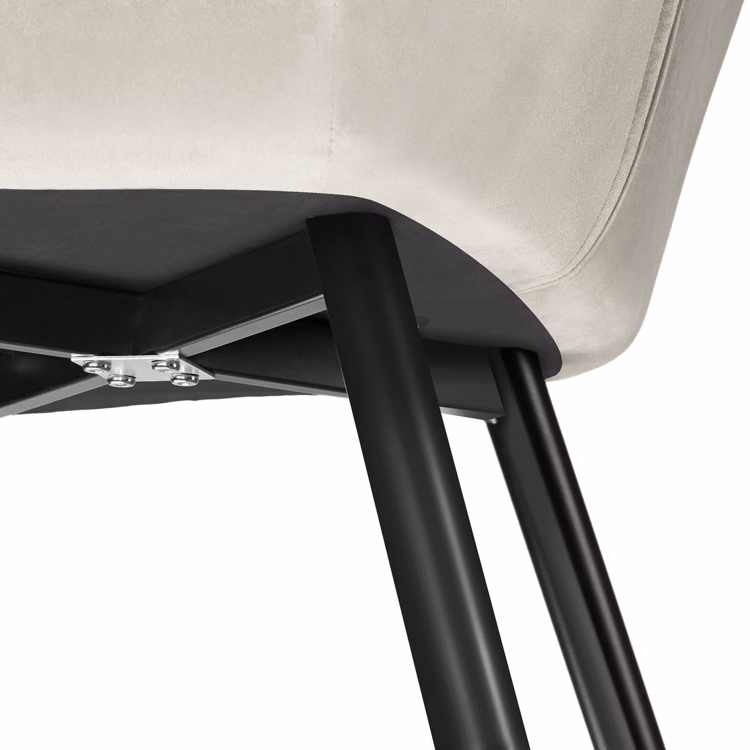 Sedia Marilyn tectake in velluto beige con gambe nere per soggiorno e sala da pranzo – 1