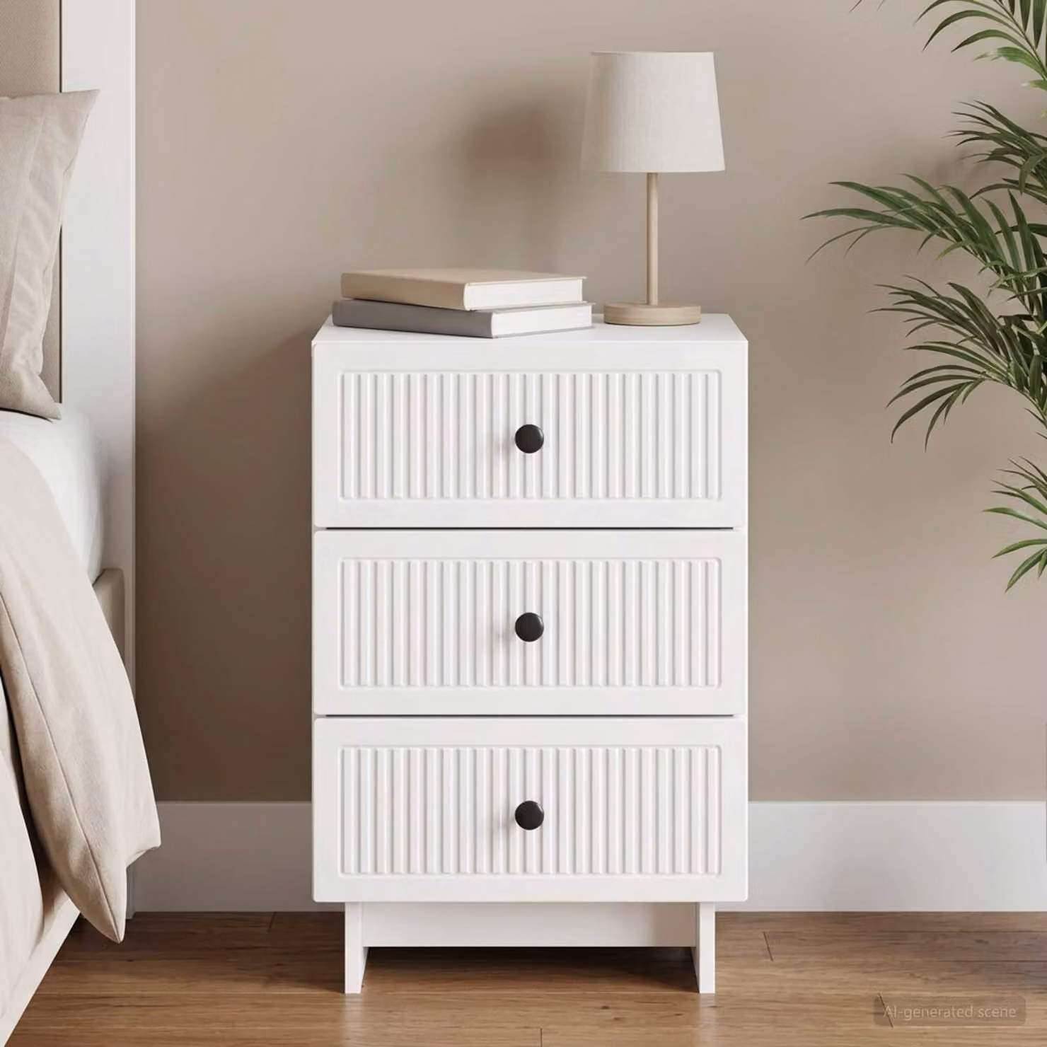 vidaXL Armadio da Notte con Cassetto Bianco Lucido L: 43 cm, P: 41 cm, H: 66,5 cm