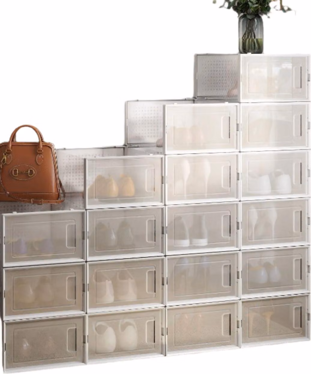 Set di 18 scatole per scarpe in plastica – contenitori impilabili per la conservazione delle scarpe – anti-polvere – dimensioni: 33,3 x 23 x 14 cm