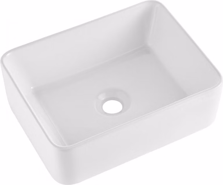 Lavabo moderno in Vetroceramica - Lavabo da appoggio per il bagno - Bianco 406x305x133mm - Design elegante - Facile da pulire - Finitura di alta qualità