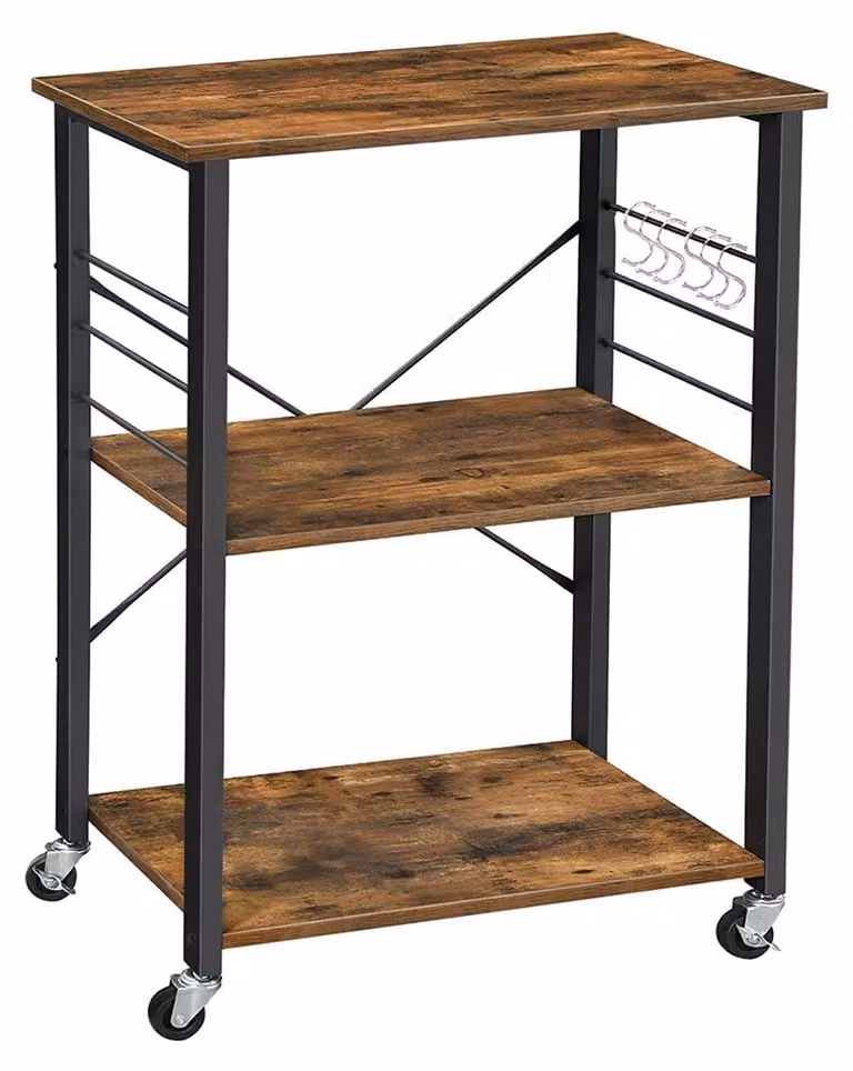 Ripiano portaoggetti su ruote – sistema di stoccaggio mobile – design industriale – 60 x 40 x 89 cm