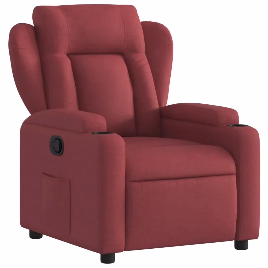 Poltrona Reclinabile Relax vidaXL in Tessuto Rosso con Braccioli e Sistema di Ritorno Automatico – 2