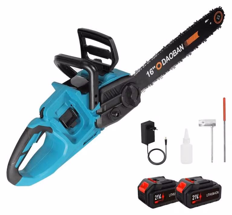 Troncatrice a catena elettrica - Motosega a batteria da 3500W - Motore brushless - Lunghezza lama di 40 cm - 2 batterie + 1 caricabatterie EU - Ideale per giardinaggio e potatura degli alberi
