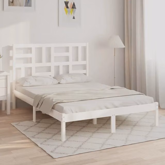 Giroletto vidaXL in legno massello di pino bianco con doghe fisse L/P/H: 190 x 140 x 30 cm – 1