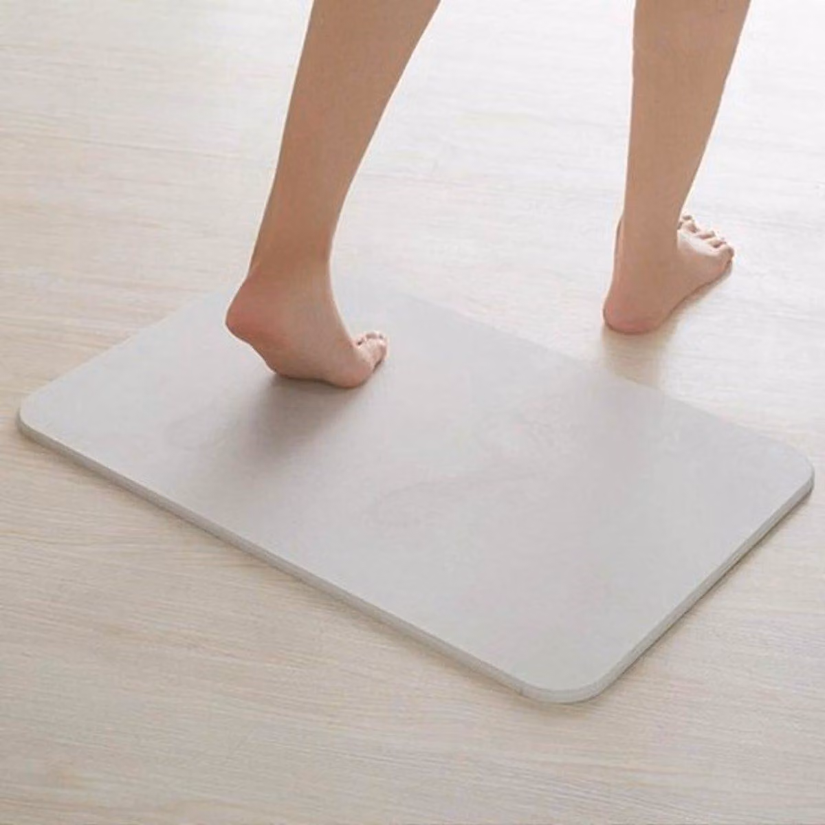 Tappetino da bagno assorbente a base di diatomee - antiscivolo, ad asciugatura rapida, adatto per bagno, lavabo e doccia (bianco)