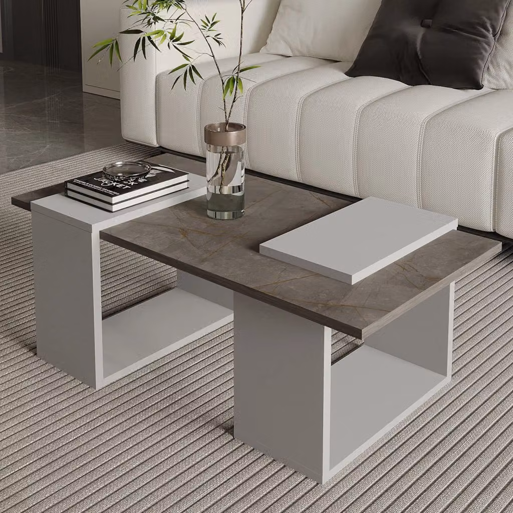 Tavolino moderno HANAH HOME in legno e laminato MDF, Grigio, L 90 x P 46 x H 37 cm – 2