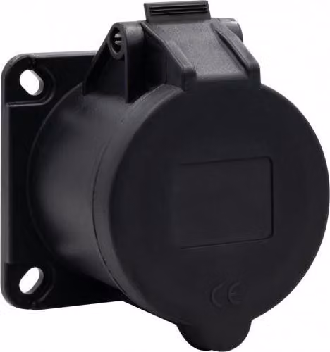 Presa industriale da incasso diritta 32 A/3 poli 200 V-250 V /FE/ IP44 nera F7.0152