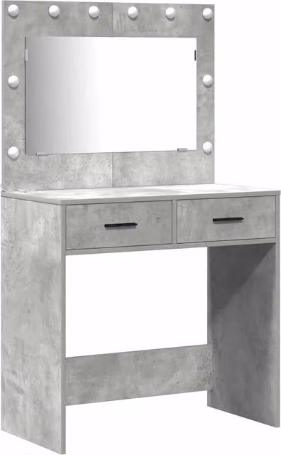 Toeletta | Tavolo da Trucco con cassetto 2 pz Grigio Legno multistrato