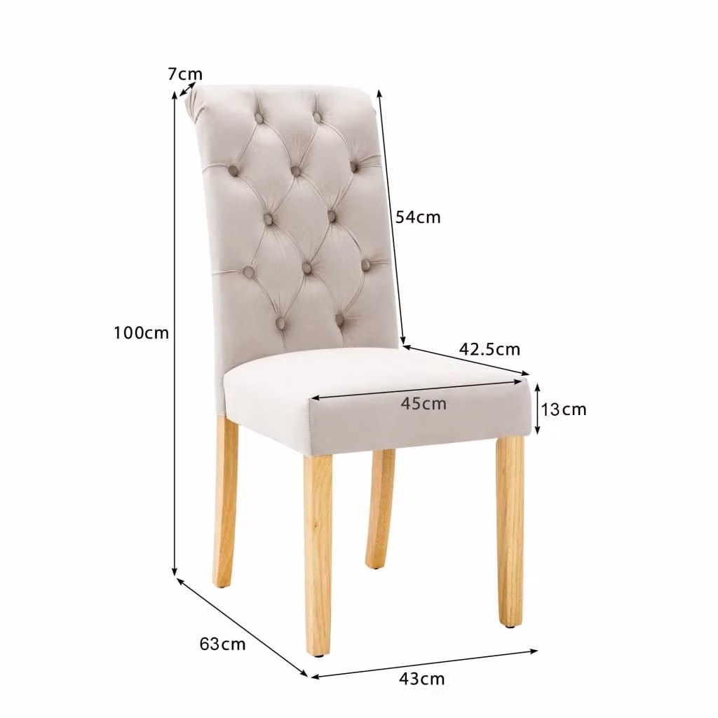 Set di 6 sedie da pranzo moderne REDOM in velluto beige con struttura in legno e metallo – 2