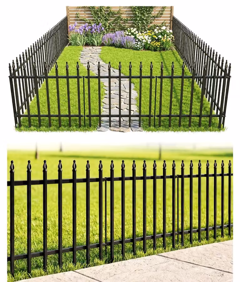 Recinzione da giardino - Recinzione decorativa - 61 x 61 cm - 5 pannelli - Acciaio inossidabile - Senza scavo