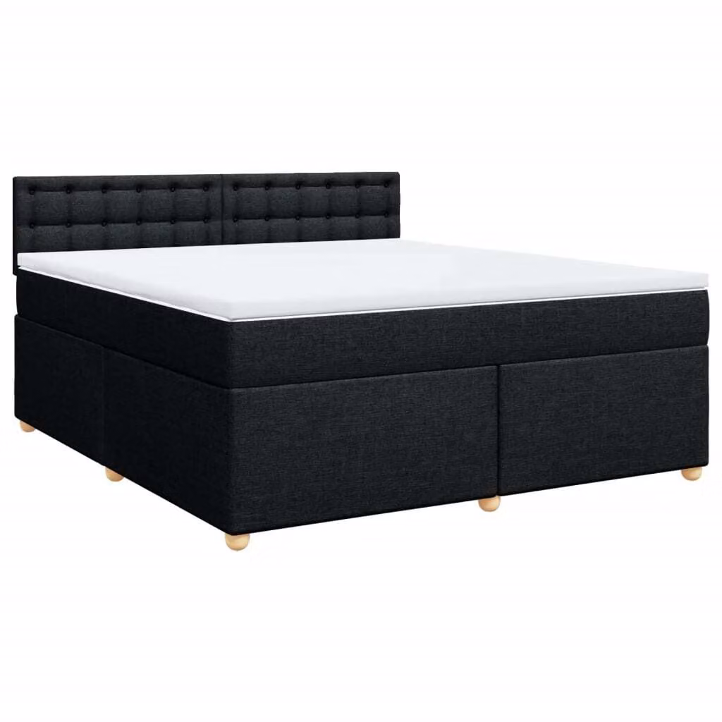 Giroletto a Molle con Materasso Nero 180x200 cm in Tessuto