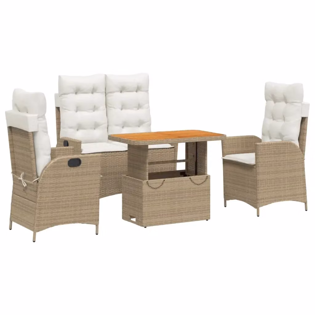 Set da pranzo da giardino moderno vidaXL in legno di acacia con cuscini beige e marrone – 2