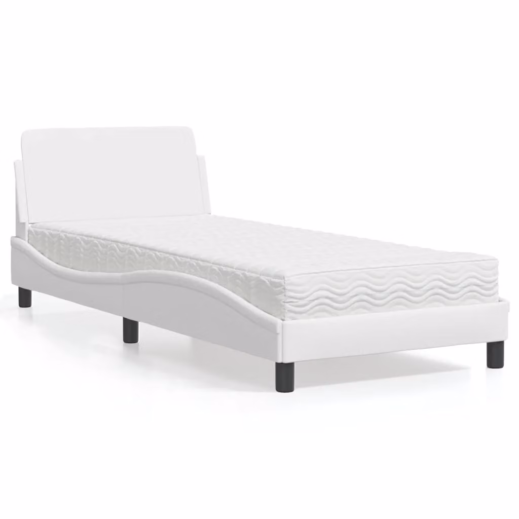 Letto con Materasso Dover vidaXL Bianco in Similpelle L/P: 90 x 200 cm