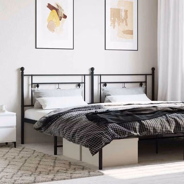 Testiera di ricambio vidaXL in metallo nero laccato per letto 200x200 cm