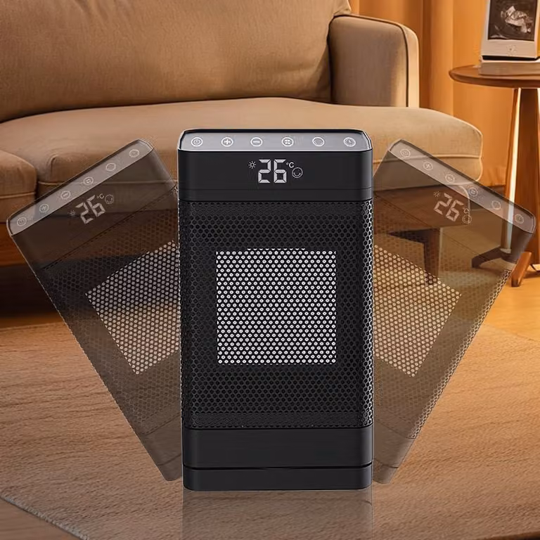 Stufa elettrica con ventola - Potenza: 1500 W - Colore: nero - Elemento riscaldante in Vetroceramica PTC - Per uso interno - Stufa elettrica