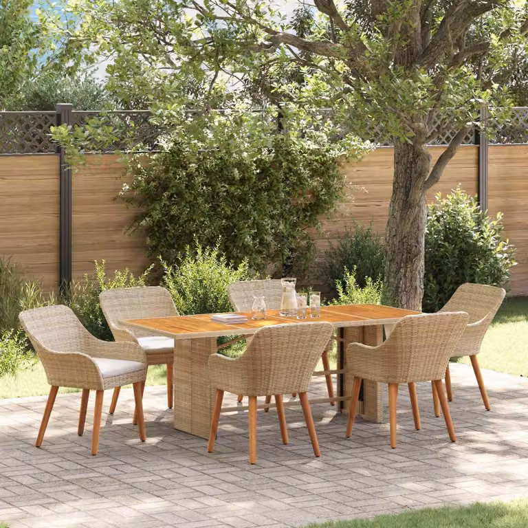 Maison Exclusive - Set da giardino per esterni, 7 pezzi, rattan sintetico beige