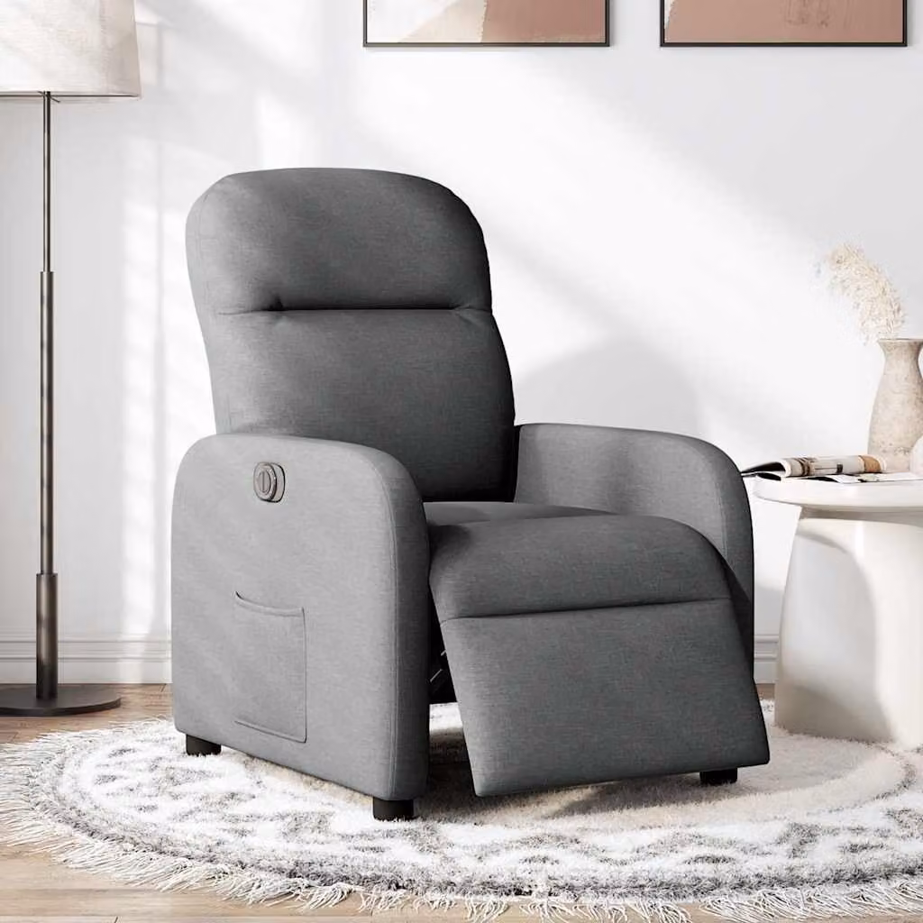 vidaXL Poltrona Elettrica Reclinabile Grigio Scuro in Tessuto
