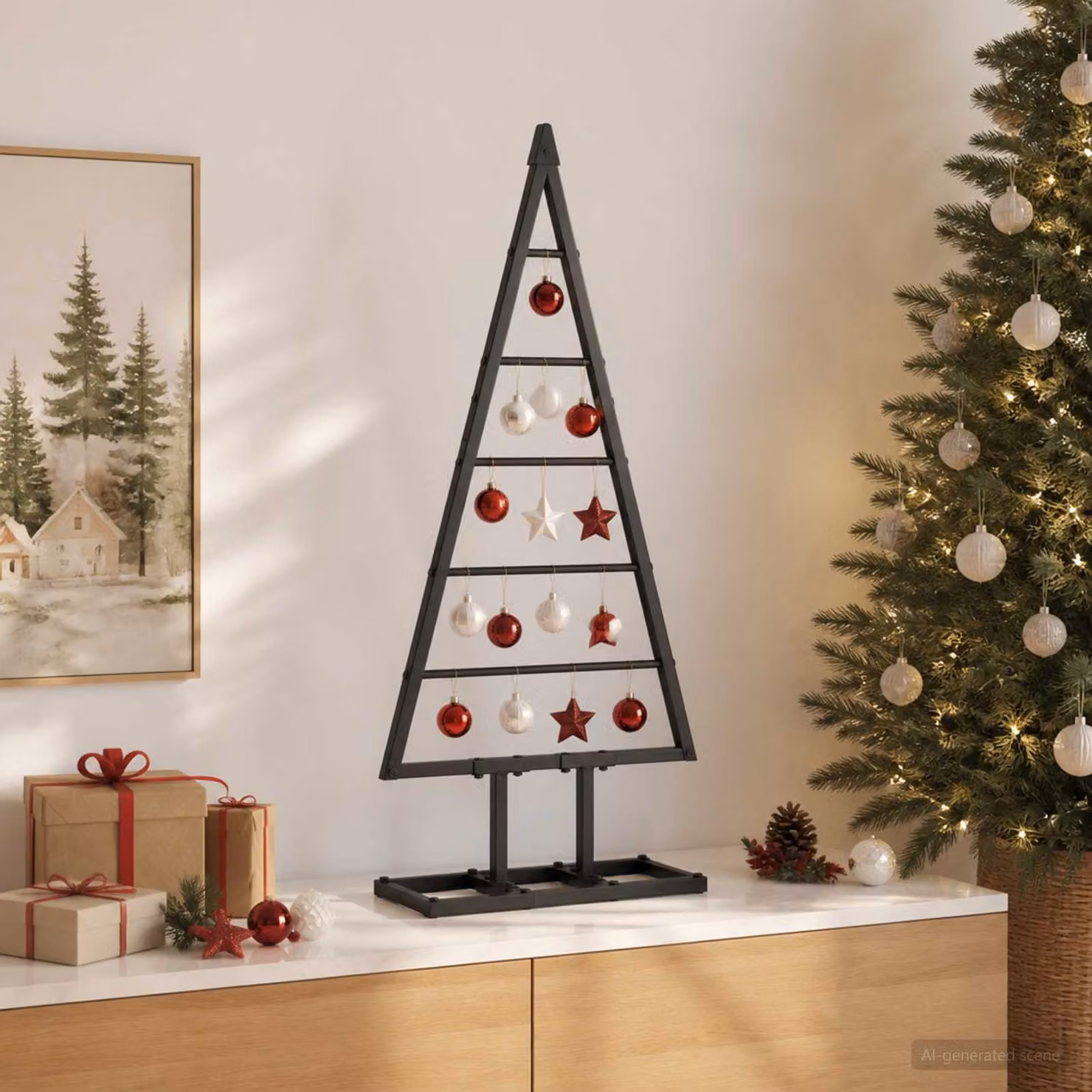 vidaXL Albero di Natale in metallo KUOPIO 60 cm Metallo Nero