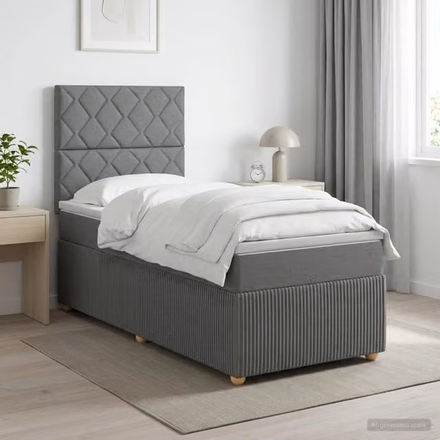 Letto box spring con materasso ibrido vidaXL Grigio e Bianco L/P: 100 x 200 cm