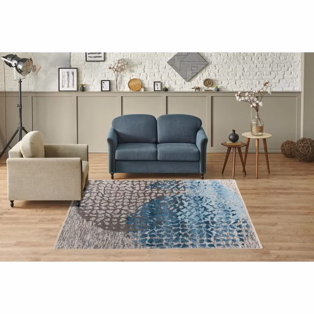 Tappeto moderno mosaico Kendra Home blu e grigio – 2