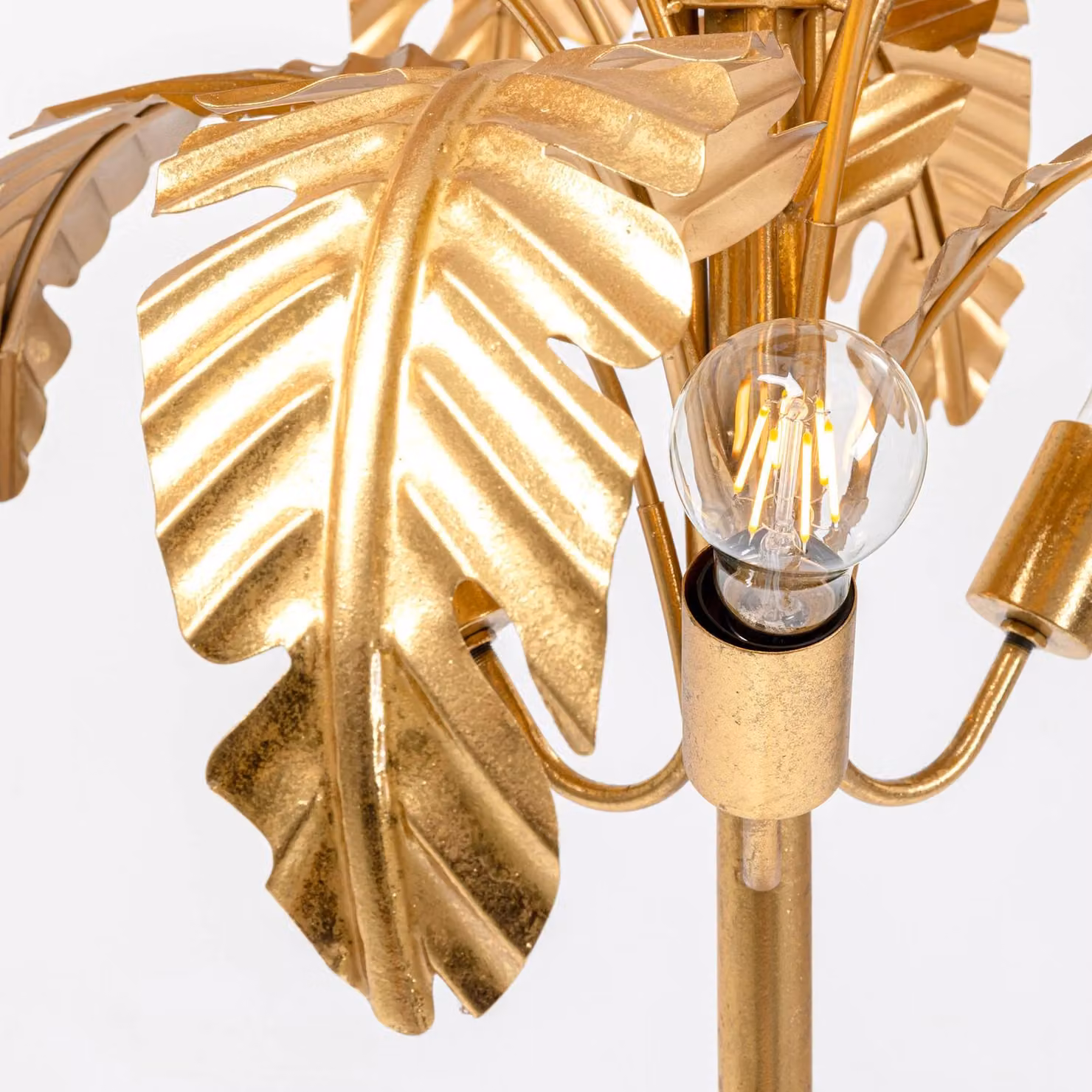 KARE Lampada da terra di design Palmera, Ottone / Oro, Soggiorno / Sala da pranzo, Metallo, Design, Lampada da terra